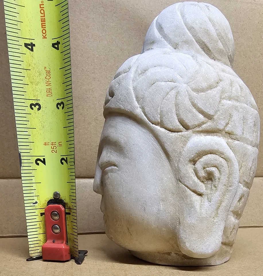 RARO BUSTO DE PIEDRA BUDA MÁRMOL BLANCO SM HND CRVD FINALES DEL SIGLO XVIII-PRINCIPIOS DEL XIX Foto 2 de 4