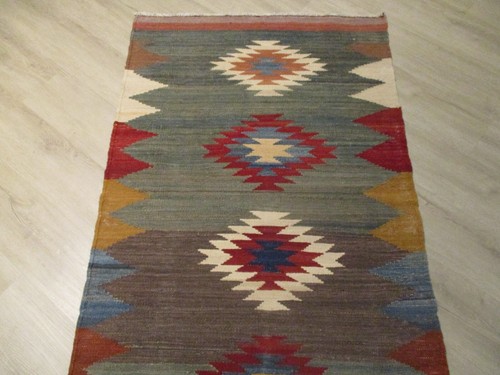 ESTATE 3x9 Flat Weave Reversible Kilim Vegetable Dye Handmade Wool Rug 582311 - Picture 11 of 12