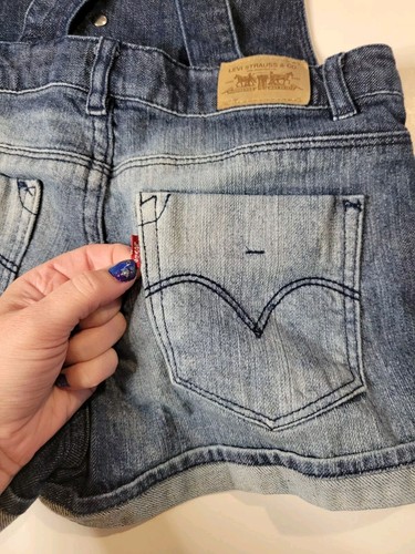 Levis overalls shorts girls size 14 jeans shortalls dark blue denim tween denim - Picture 5 of 13