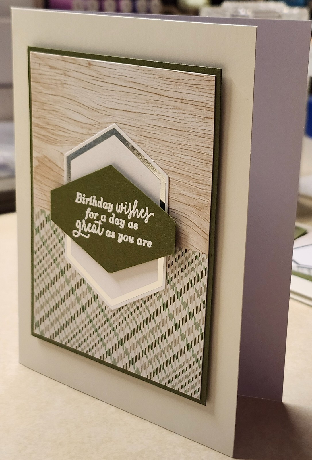 Stampin Up FOR THE GUYS DSP * BIRTHDAY WISHES * CARD KIT-Makes 3-PLAID/WOODGRAIN