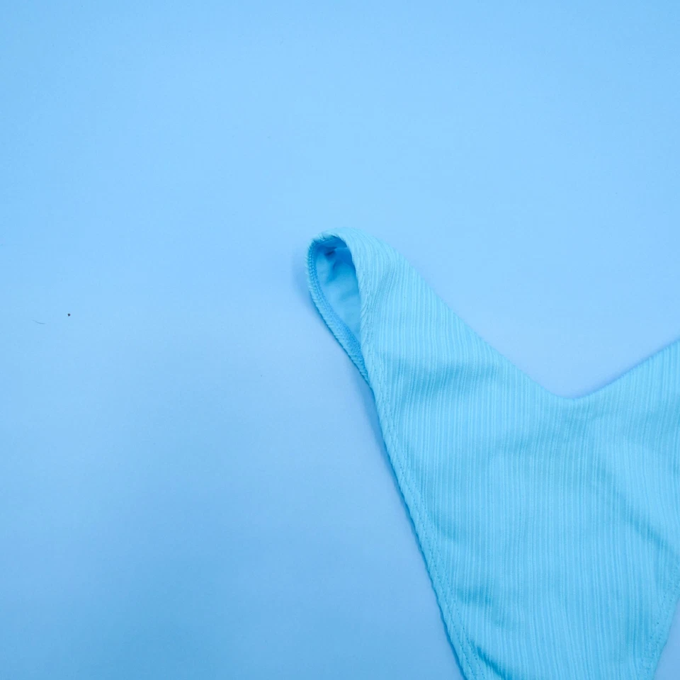 Frankies бикини маленький синий ребристый глубокий вырез высокая талия бикини низ купальный костюм - Изображение 4 из 4