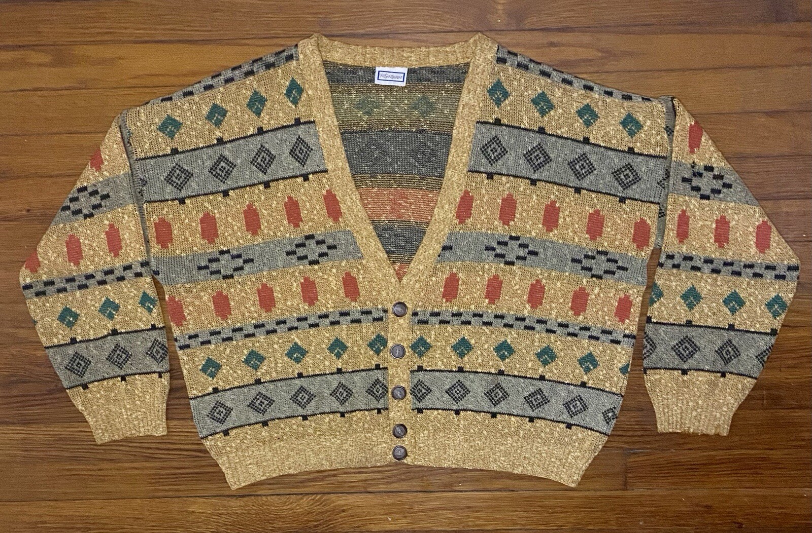 Cardigan vintage YSL YVES SAINT LAURENT oversize cotone acrilico XL 57” PETTO