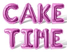 CAKE TIME Letter Balloon Banner - 10 Color Options - Birthday Party Decorations