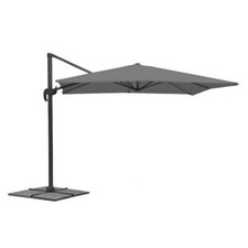 Ombrellone 3x4 Alluminio Ruotabile Braccio Decentrato Telo Grigio Palo Laterale