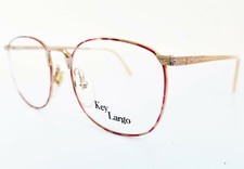 True Vintage Shiny Red Amber Raspberry Gold Key Largo Eyeglass Frames New NOS