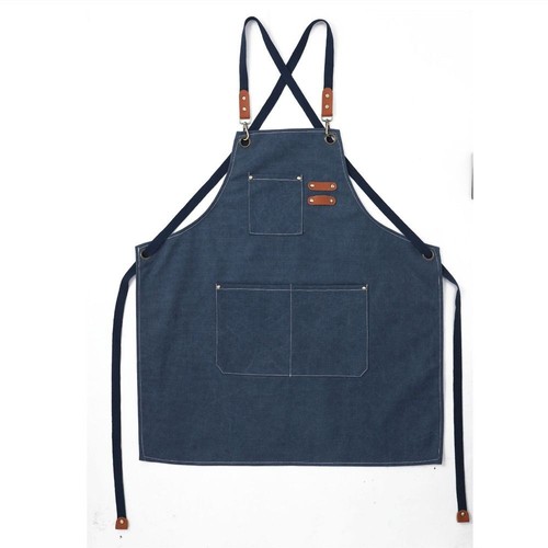 Women Men Cotton Canvas Barista Apron Waterdrop Resistant Canvas Denim Apron - Picture 14 of 20