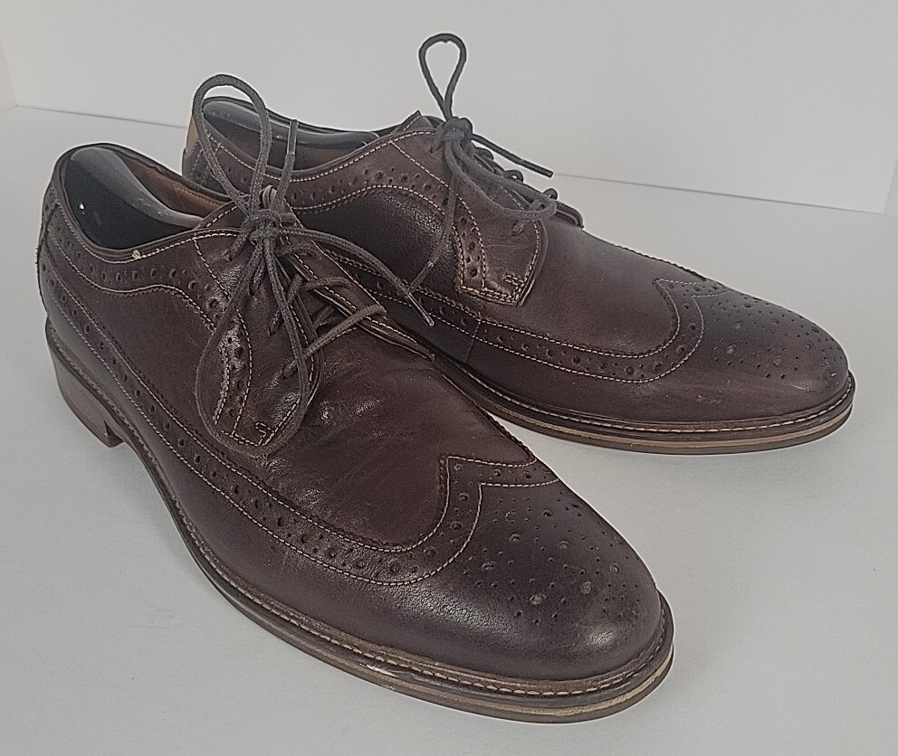 SAOLA Scarpe da uomo Johnston & Murphy 10D in pelle marrone Brogue Derby Shoes