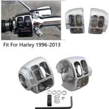 2x Handlebar Switch Housing Hand Control Chrome For Harley Touring DynaSportster