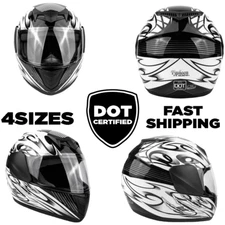 New Kids Motorcycle Black Helmet DOT Full Face Small Medium Large XL Youth Child