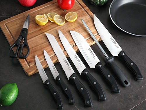 HAUSHOF 14PC Stainless Steel Kitchen Knife Set 6 Steak Knife Razor-Sharp w/Block - Picture 11 of 14