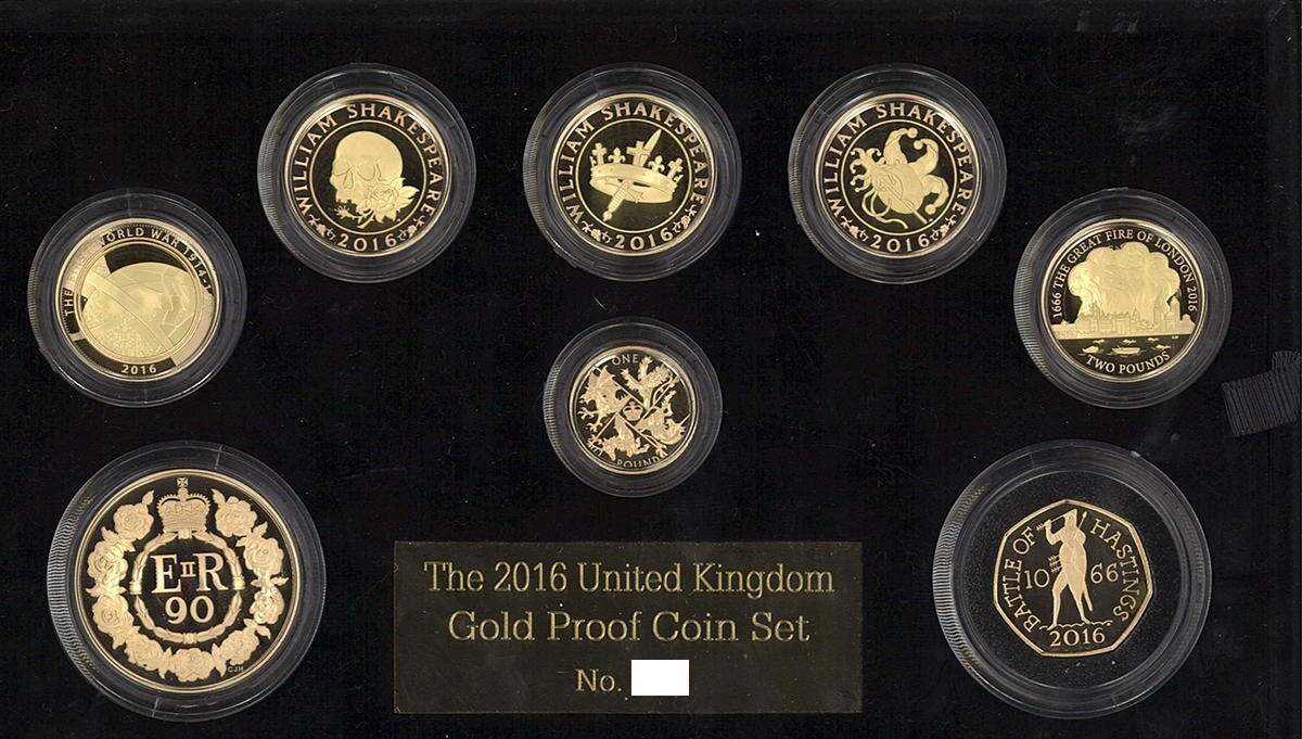 2016 Great Britain Royal Mint United Kingdom 8 Gold Coin Set