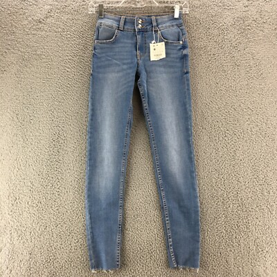 Bershka Original Denim Skinny Jeans Womens 02 Blue Denim Mid Rise Zip Fly NWT
