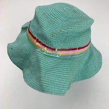 Green Sequin Girls Sun Cap Hat Fitted One Size