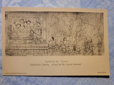 Vintage Englische Postkarte Ajanta Cave Archäologie Department Hyderabad Sammler
