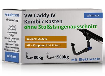 ANHÄNGERKUPPLUNG für VW Caddy IV 15-20 vert. abnehmbar BRINK +7pol E-Satz ABE