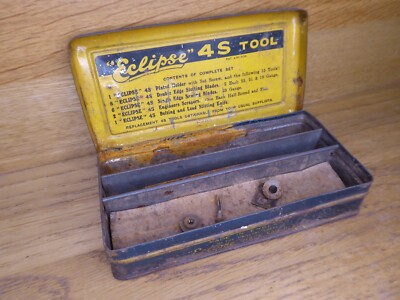 Vintage Eclipse 4S Werkzeugset Dose. Dose mit Resten von unvollständigem Set