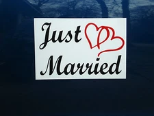 JUST MARRIED CAR MAGNETIC SIGN 8"X12" (2 Color) w/Hearts FREE SHIPPING! Wedding