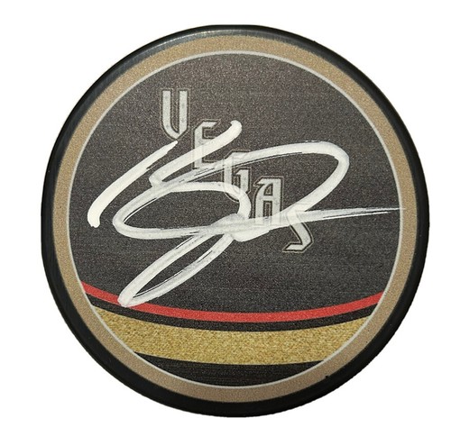 JACK EICHEL SIGNED VEGAS GOLDEN KNIGHTS REVERSE RETRO PUCK AUTOGRAPH - Picture 1 of 1