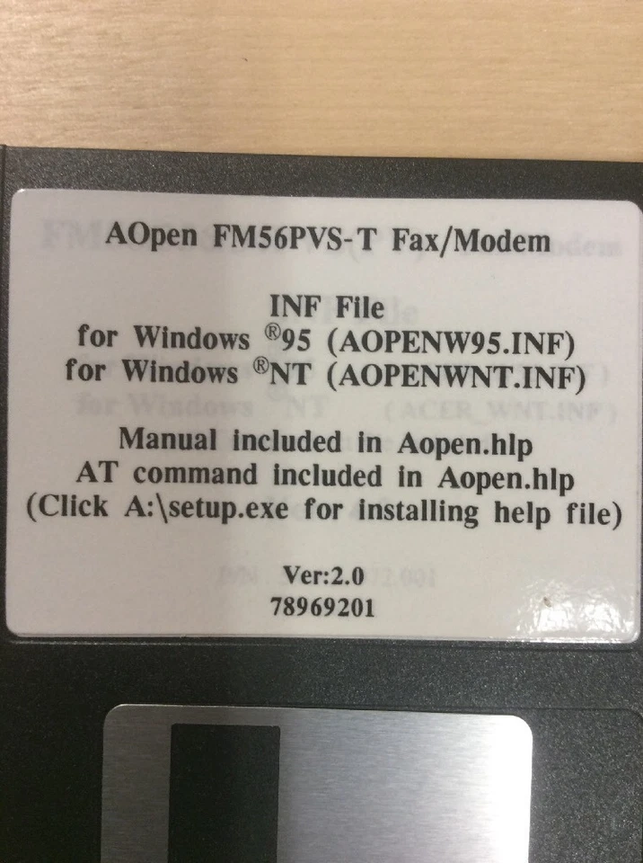AOpen Fm57PVS Fax/Modem INF File Win 95/NT 3.5" Floppy Disk Ver 2.0 - Image 3 of 3