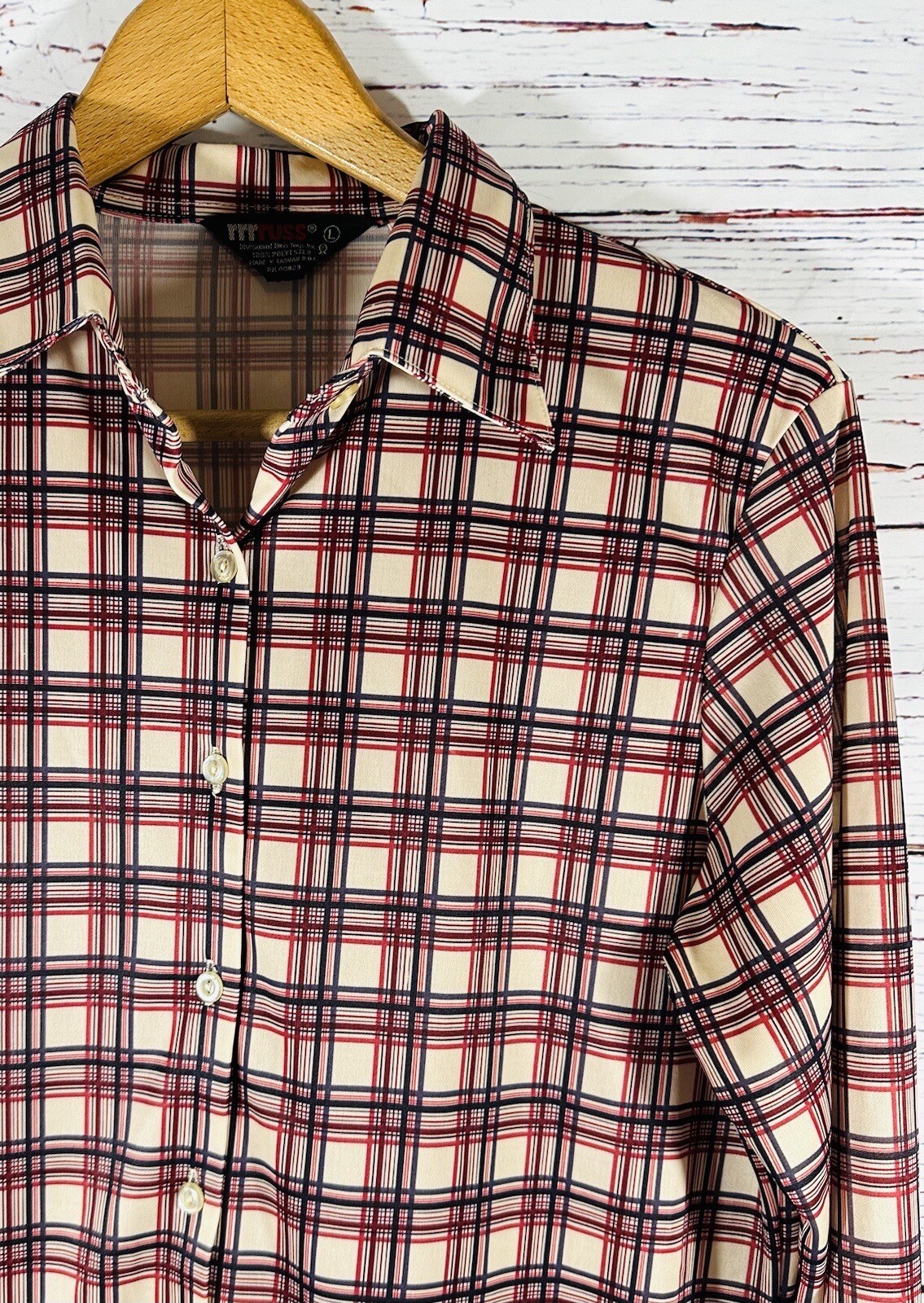 Vintage Polyester Button Front Collared Shirt Lar… - image 3