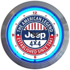 Neon clock sign Jeep Army Willys 4x4 willys kaiser JK  TJ 2017 Garage wall lamp