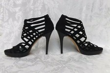 STUART WEITZMAN ARRAY Black Suede Cage Platform Shoes - Size 9 Orig 398.