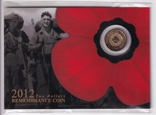 AUSTRALIAN: 2012 $2 GOLD POPPY REMEMBRANCE COIN ON CARD #HM126