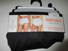 Warners BRIEF Panties 3-Pack Microfiber high waist breathe black white Women S/5