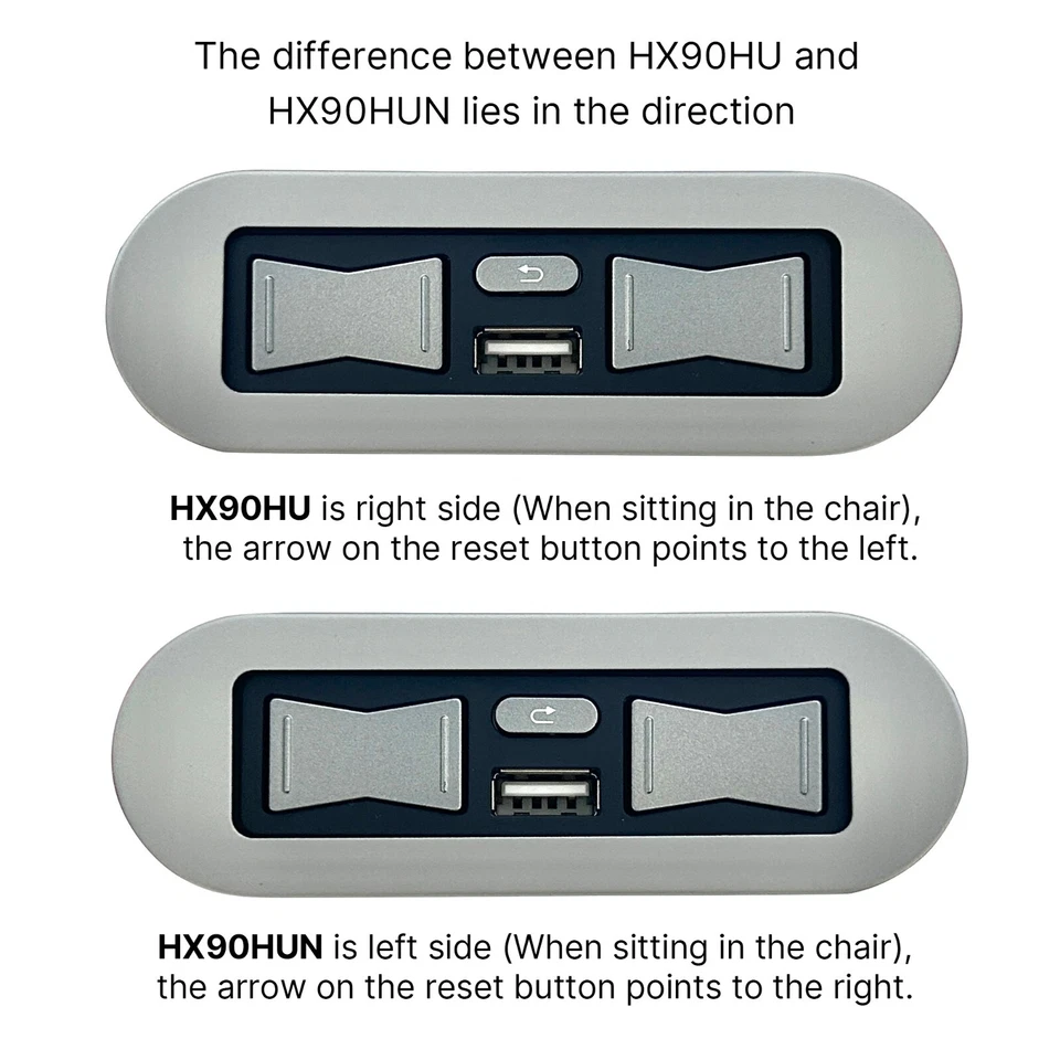 Power Recliner Switch Emomo Model HX90HUN 5 Button 5 Pin Hand Control with USB - Image 4 of 4