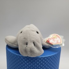 Ty Beanie Baby Manny Manatee  6-8-95  Grey Manatee Plush