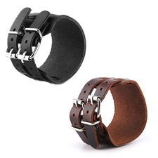Unisex Punk Wide Genuine Leather Belt Wristband Bangle Cuff Bracelet Adjustable