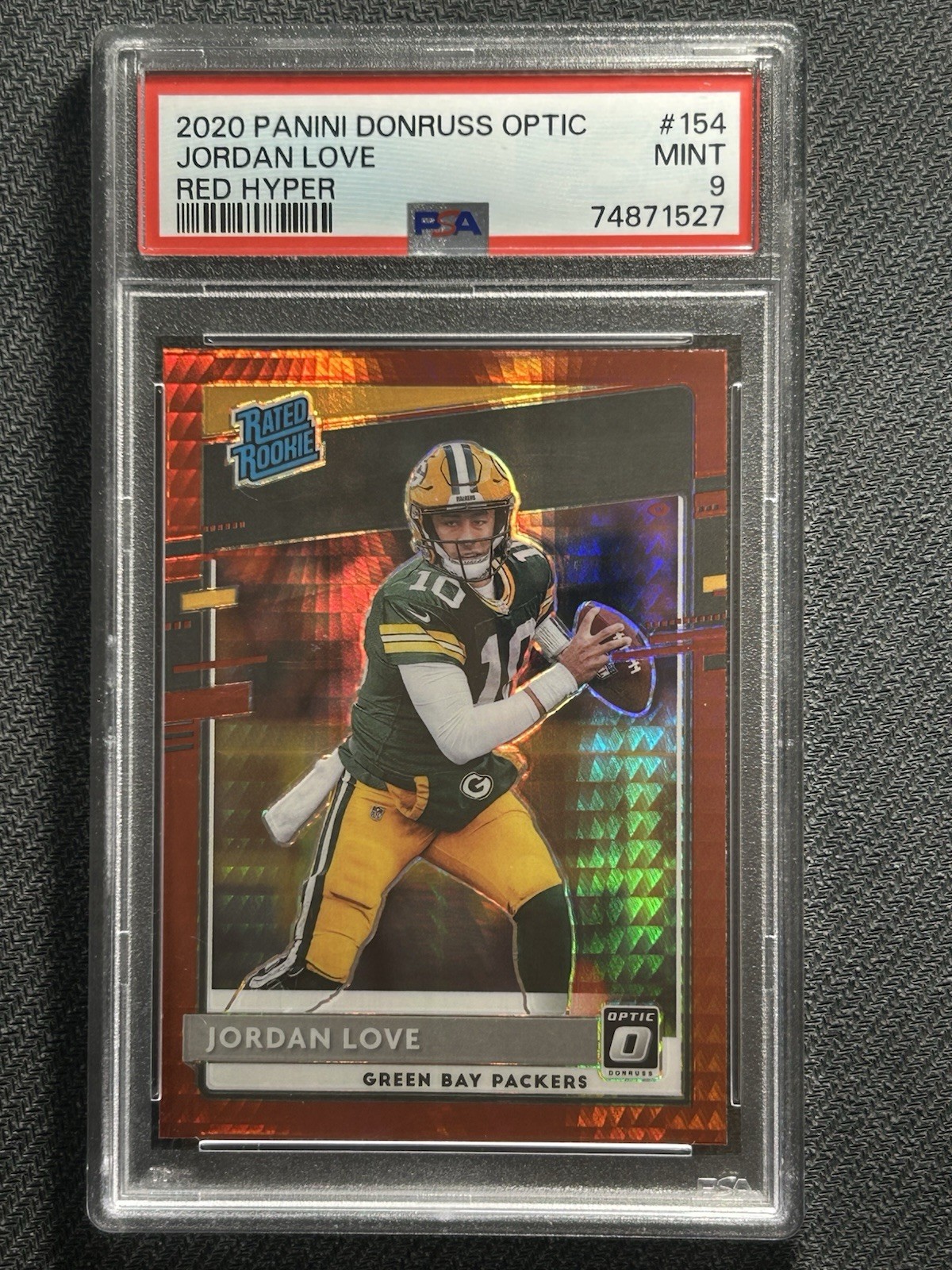 2020 Donruss Optic Jordan Love Red Hyper Rated Rookie #154 PSA 9 RC Packers
