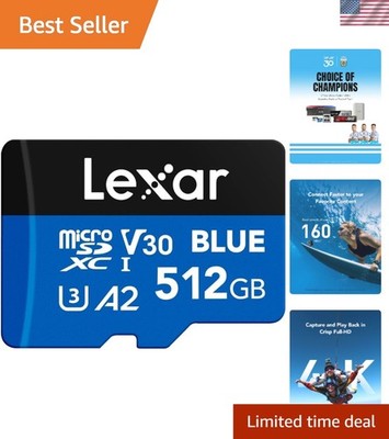 Durable 512GB Micro SD Card - Fast 160MB/s, Perfect for Action Cameras & Drones