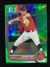 2022 Bowman Chrome Draft LANDON SIMS 1st Rookie GREEN REFRACTOR #/99 RC SP