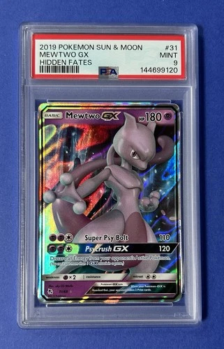 2019 Pokémon Sun & Moon MewTwo GX Hidden Fates #31 PSA 9 MINT