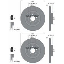 2X TEXTAR BREMSSCHEIBEN VORNE 345mm INNENBELÜFTET PASSEND FÜR HYUNDAI I30 |