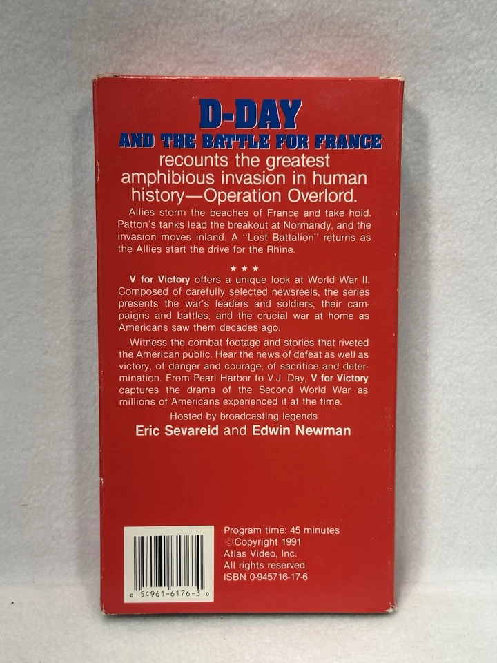 V for Victory: D-Day (VCR Tape, 1994) Documentary on WWII RARE - Image 2 of 4