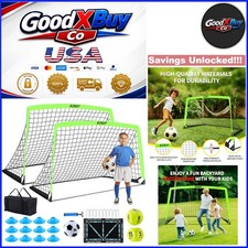 2 Pack Kids Soccer Goals with Training Equipment Portable Foldable Practice Nets
