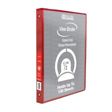 BAZIC 1/2" Red 3-Ring View Binder w/ 2-Pockets