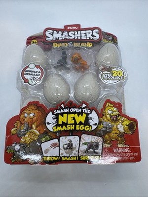 Zuru Smashers Dino Island Pack Of 6 Smash Eggs With T-Rex & Mammoth Figures NEW