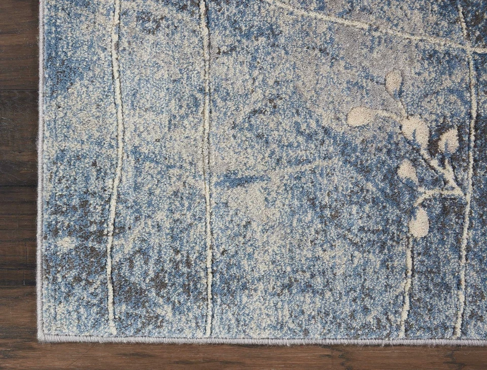 Alfombra de área Somerset Nature plateada/azul de 2'3" x 10', fácil de limpiar, sin desprenderse, ser... Foto 3 de 4