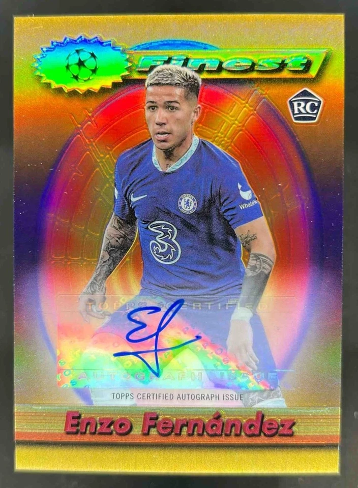 2022-23 Topps Finest Flashback UEFA Enzo Fernández Gold Refractor RC Auto #/15