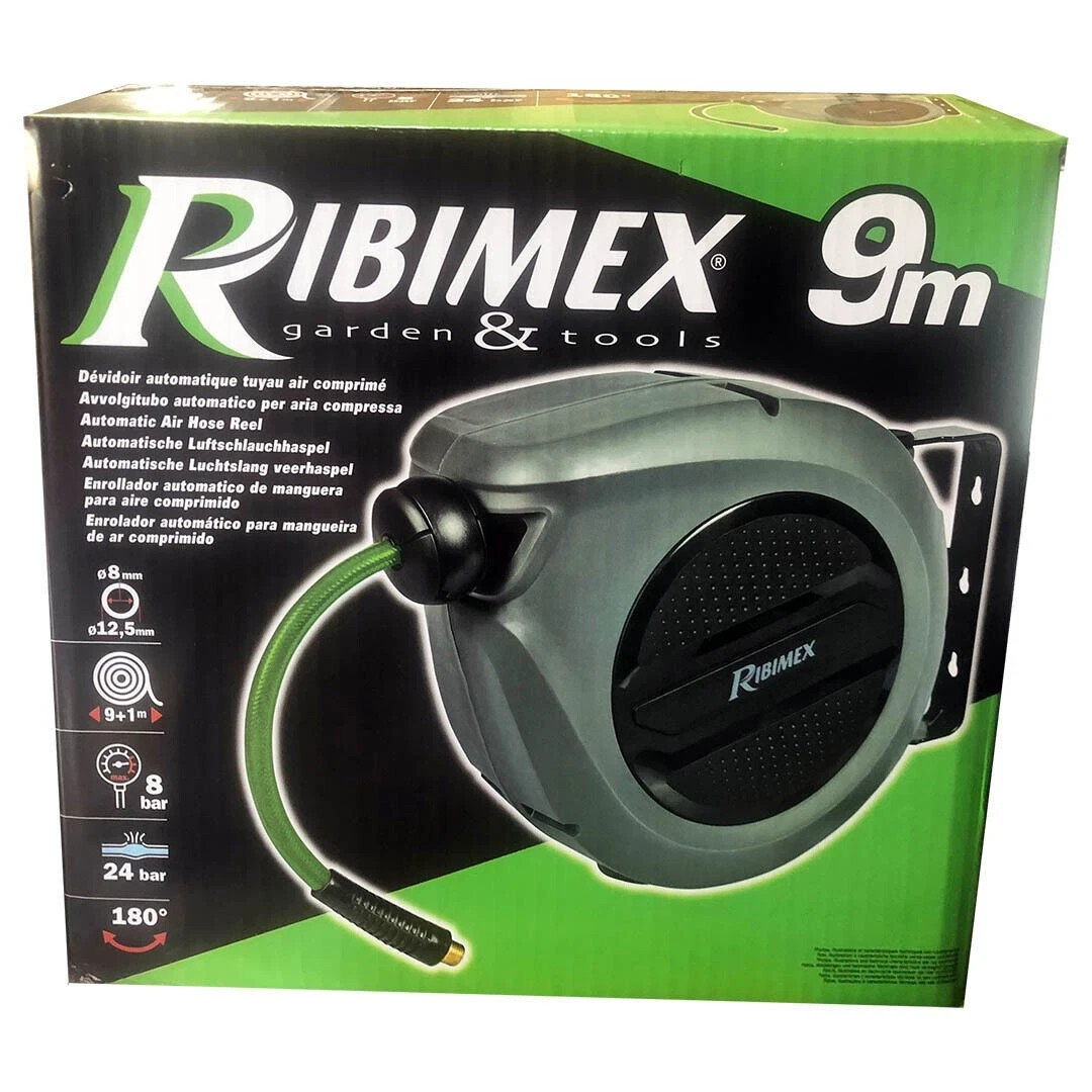 Ribimex Tubo aria compressa 9 mt con Avvolgitubo automatico a parete muro - 3