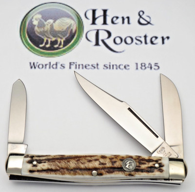 Vintage HEN & ROOSTER BERTRAM GERMANY 173 DS Large Stock Knife - Stag Handles