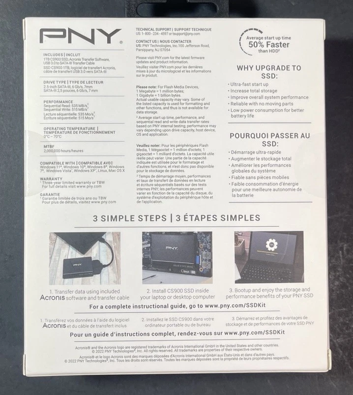 PNY Internal SSD 1TB with Complete Upgrade Kit [ 2.5-Inch SATA-III 7mm ] NEW - Image 2 of 4