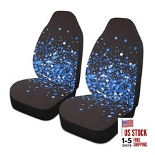 2 PCS Glitters Car Seat Covers Color Sparkles Pattern on Black Background Blue