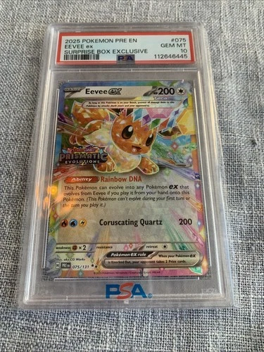 Eevee EX English Prismatic Evolutions Surprise Box Stamped Promo 075/131 PSA 10!