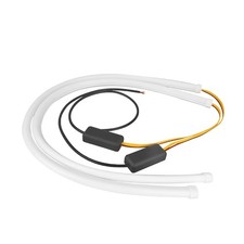 2pcs 60cm Led Drl Light White Amber Flexible Turn Signal Strip For Headlight