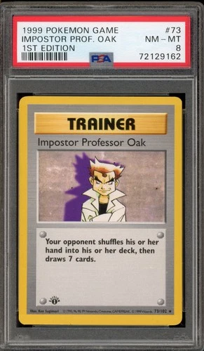 Pokemon Impostor Professor Oak Base Set Shadowless 1st Edition Rare #73 PSA 8