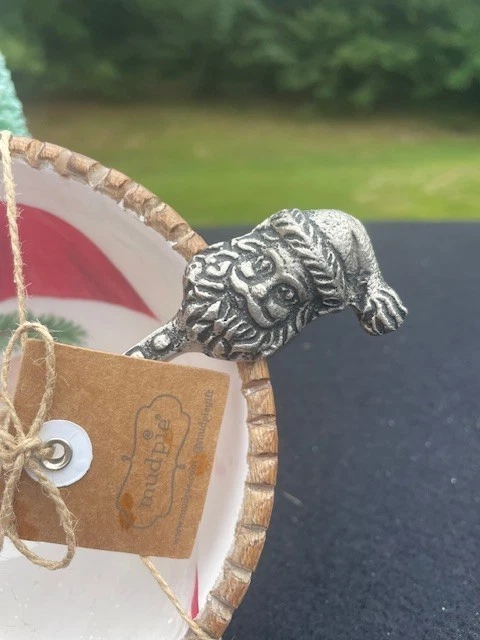 Torta de lama tigela de madeira rústica com espalhador de faca Papai Noel dentro Novo com etiquetas 5x3" - Imagem 2 de 4